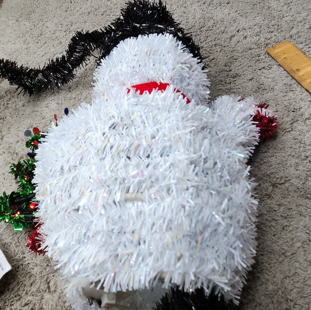 Festive Snowman Decoration with Candy Cane and Tree
